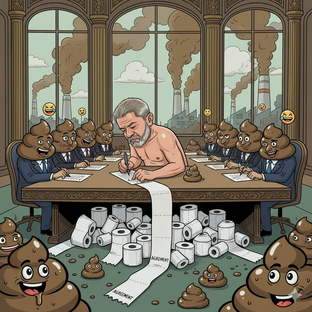 DatXit satirical lore 2025 - Corporate corruption