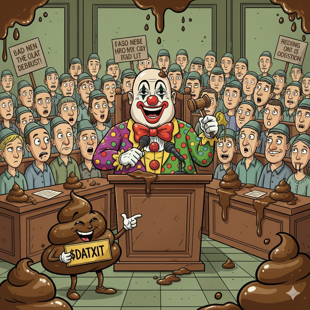 DatXit satirical lore 2025 - Justice system