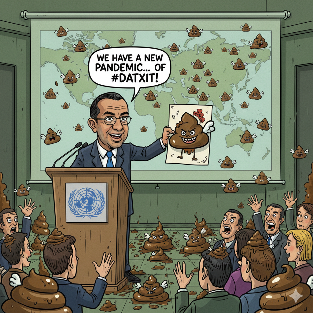 DatXit satirical lore 2025 - WHO exposed