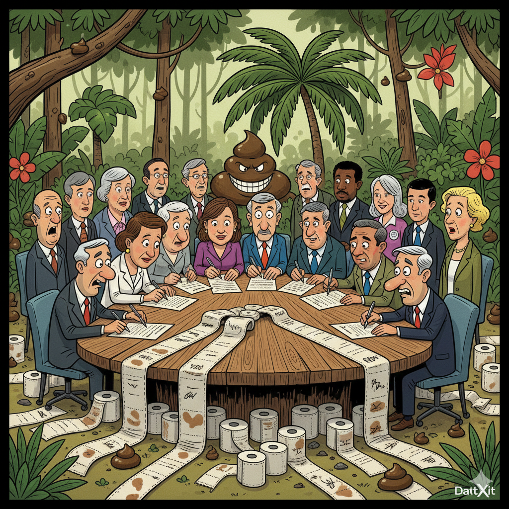 DatXit satirical lore 2025 - Global summit