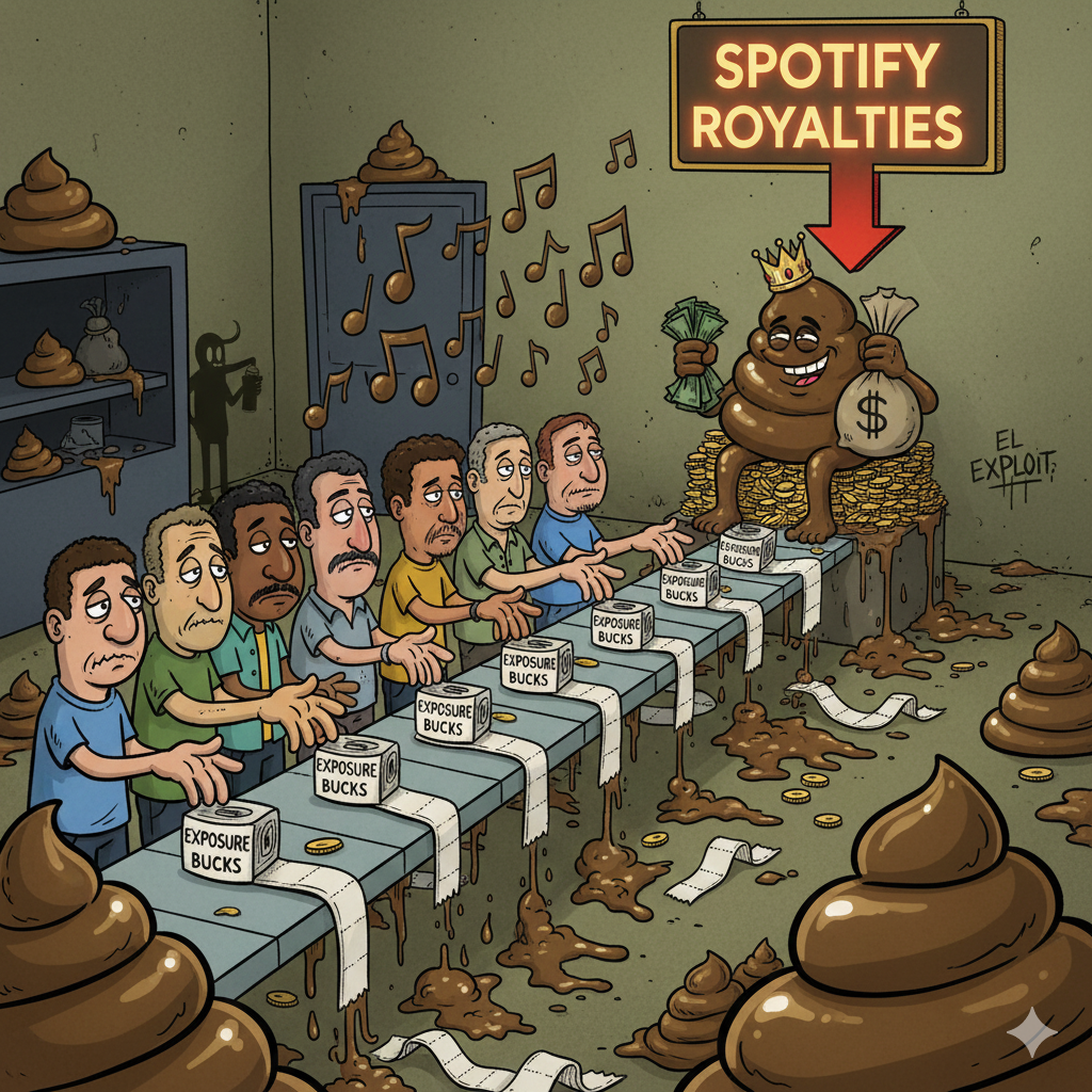 DatXit satirical lore 2025 - Music exploitation